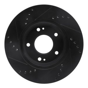 Hyundai Santa Fe Brake Rotor (1) - Front Right - R1 Concepts - Drilled & Slotted - Black - `01-`05